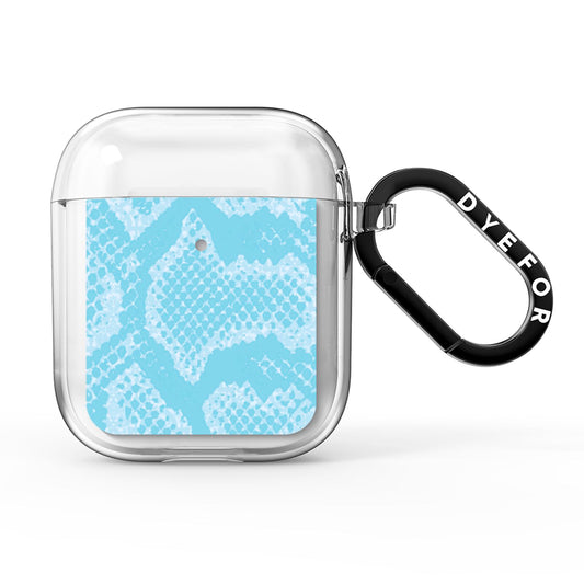 Blue Snakeskin AirPods Clear Case
