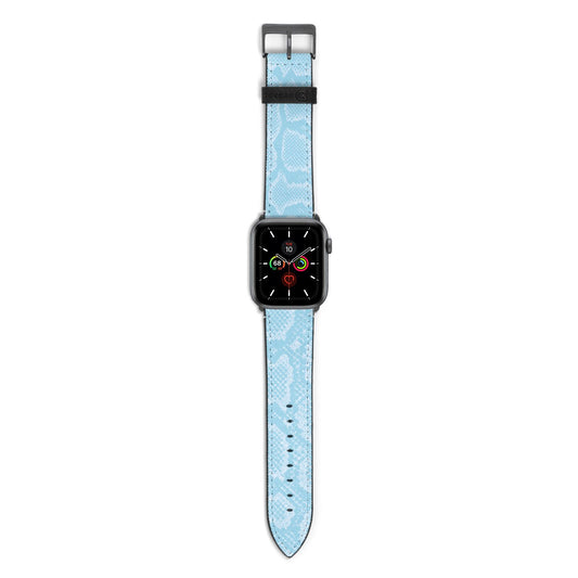 Blue Snakeskin Apple Watch Strap with Space Grey Hardware