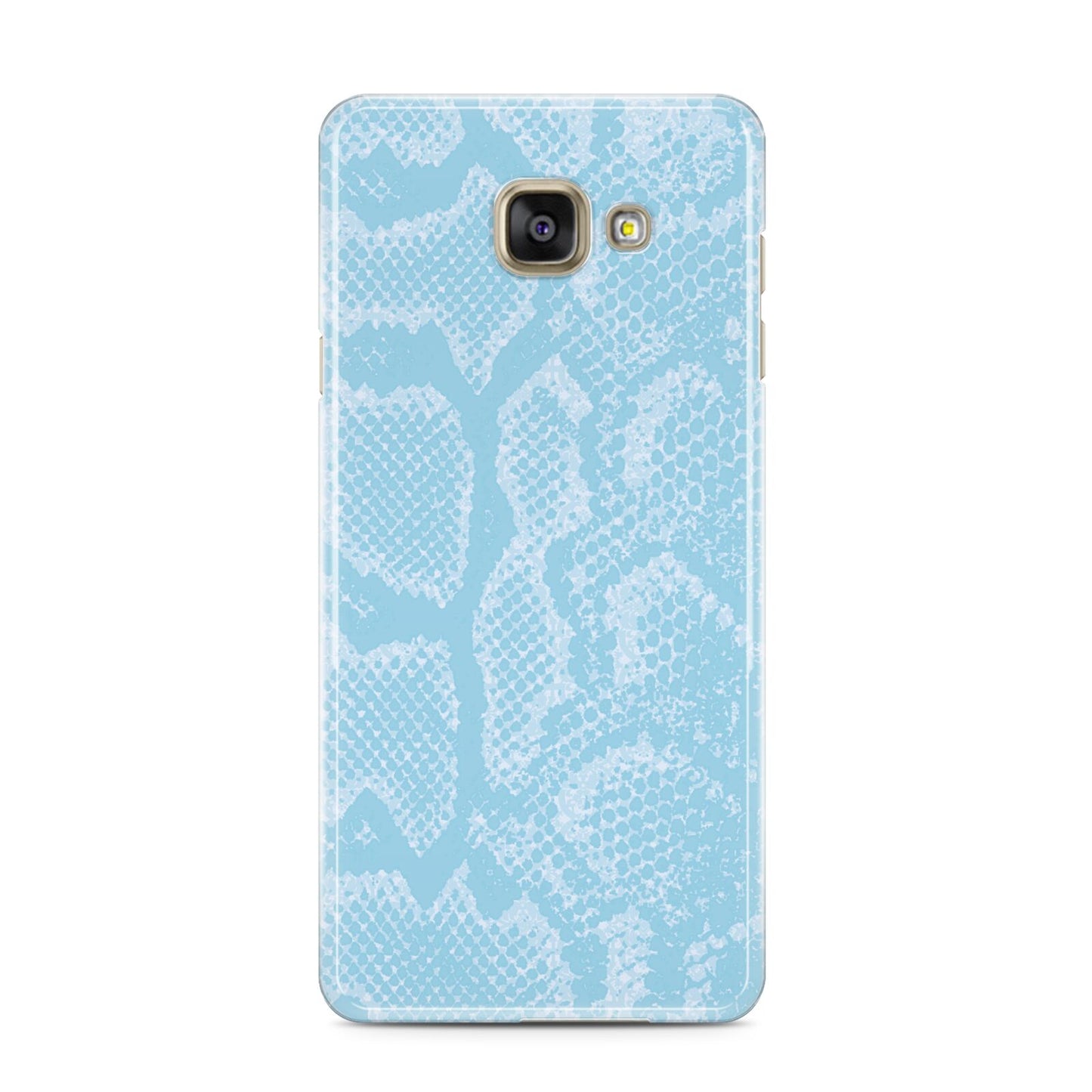 Blue Snakeskin Samsung Galaxy A3 2016 Case on gold phone