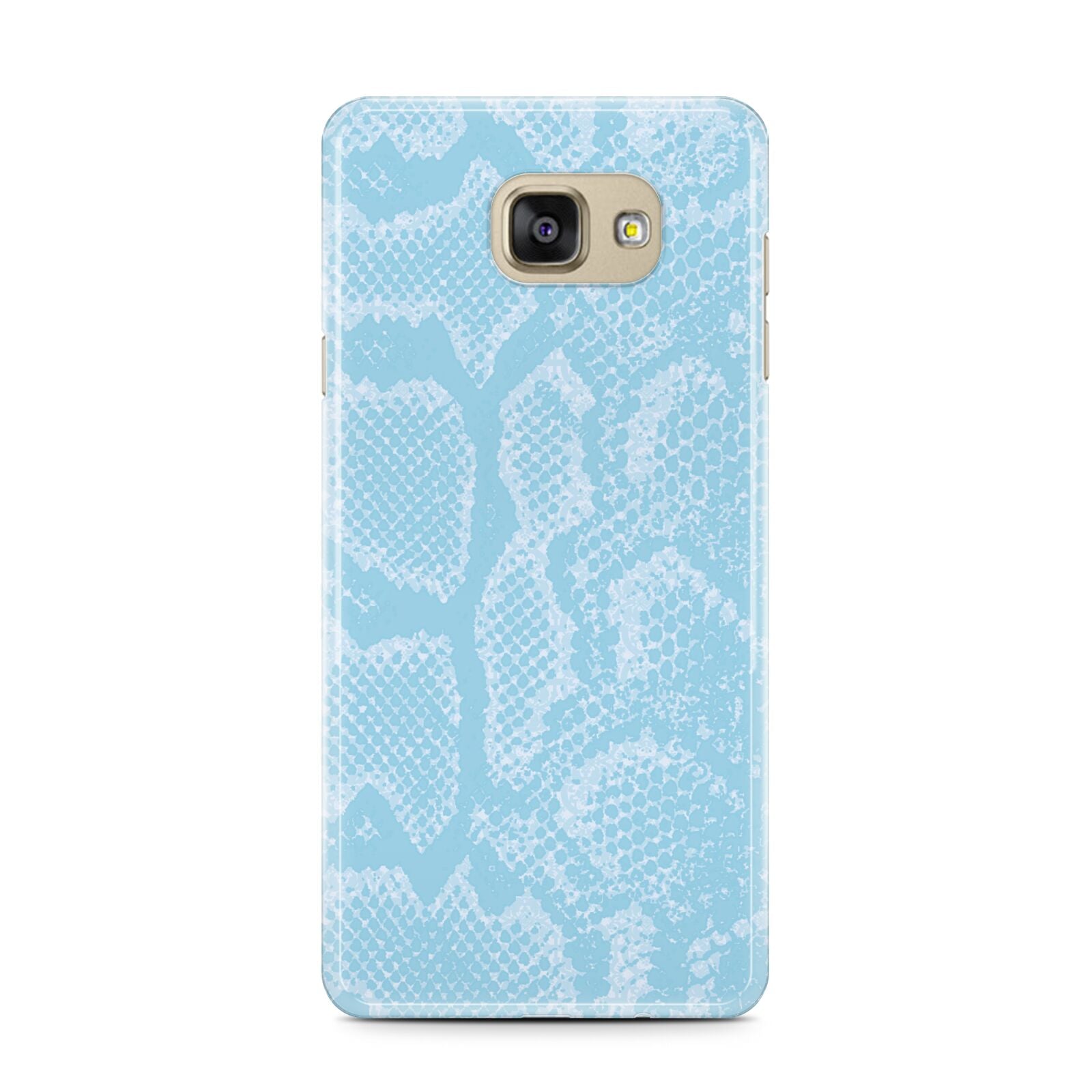 Blue Snakeskin Samsung Galaxy A7 2016 Case on gold phone
