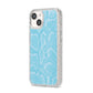 Blue Snakeskin iPhone 14 Glitter Tough Case Starlight Angled Image