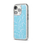 Blue Snakeskin iPhone 14 Pro Glitter Tough Case Silver Angled Image