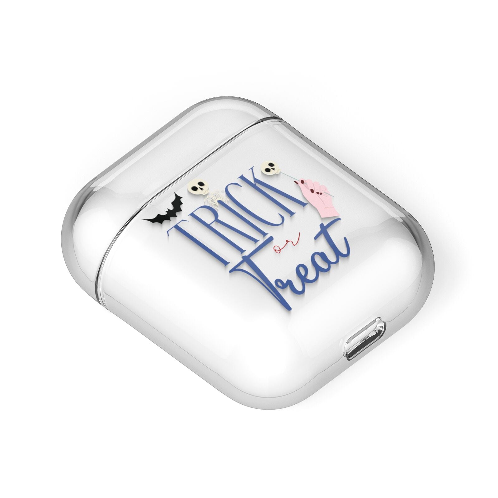 Blue Trick or Treat AirPods Case Laid Flat