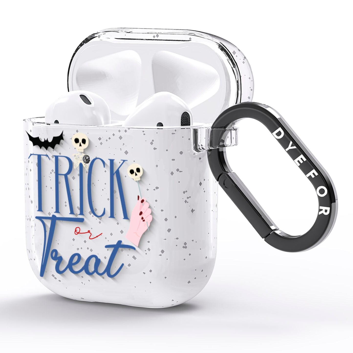 Blue Trick or Treat AirPods Glitter Case Side Image