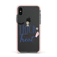 Blue Trick or Treat Apple iPhone Xs Impact Case Pink Edge on Black Phone