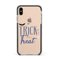 Blue Trick or Treat Apple iPhone Xs Max Impact Case Black Edge on Gold Phone