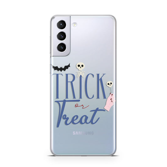 Blue Trick or Treat Samsung S21 Plus Phone Case