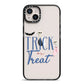 Blue Trick or Treat iPhone 14 Plus Black Impact Case on Silver phone