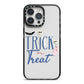 Blue Trick or Treat iPhone 14 Pro Max Black Impact Case on Silver phone