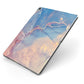 Blue and Pink Marble Apple iPad Case on Grey iPad Side View