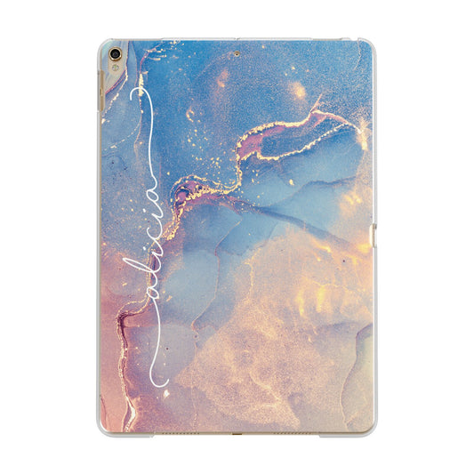 Blue and Pink Marble Apple iPad Gold Case