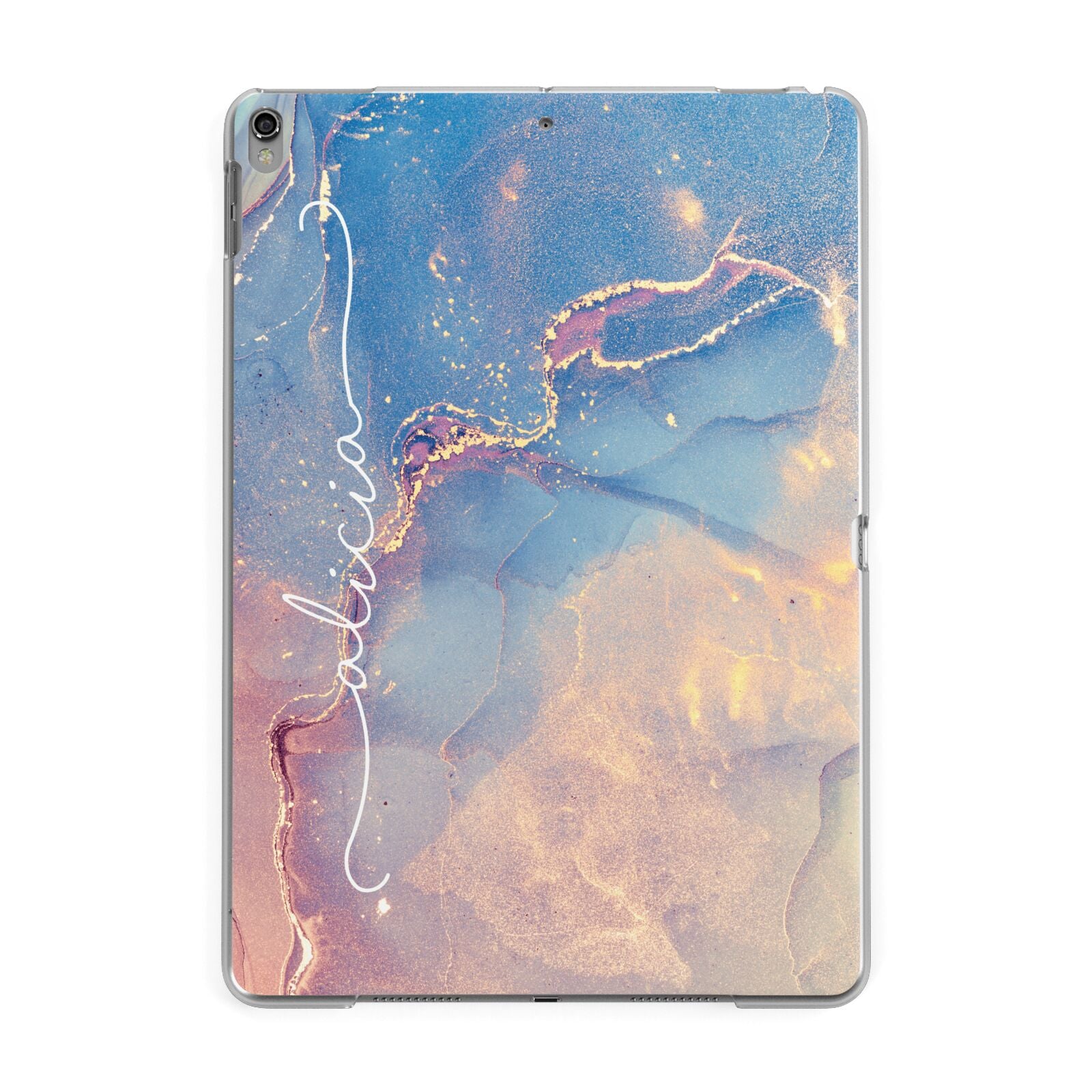Blue and Pink Marble Apple iPad Grey Case