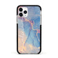 Blue and Pink Marble Apple iPhone 11 Pro in Silver with Black Impact Case