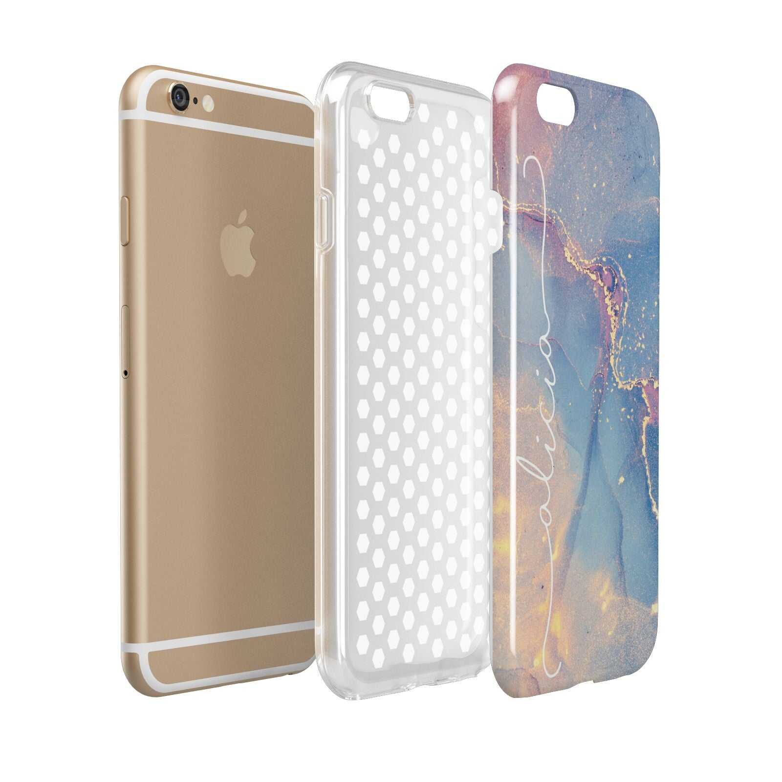 Blue and Pink Marble Apple iPhone 6 3D Tough Case Expanded view