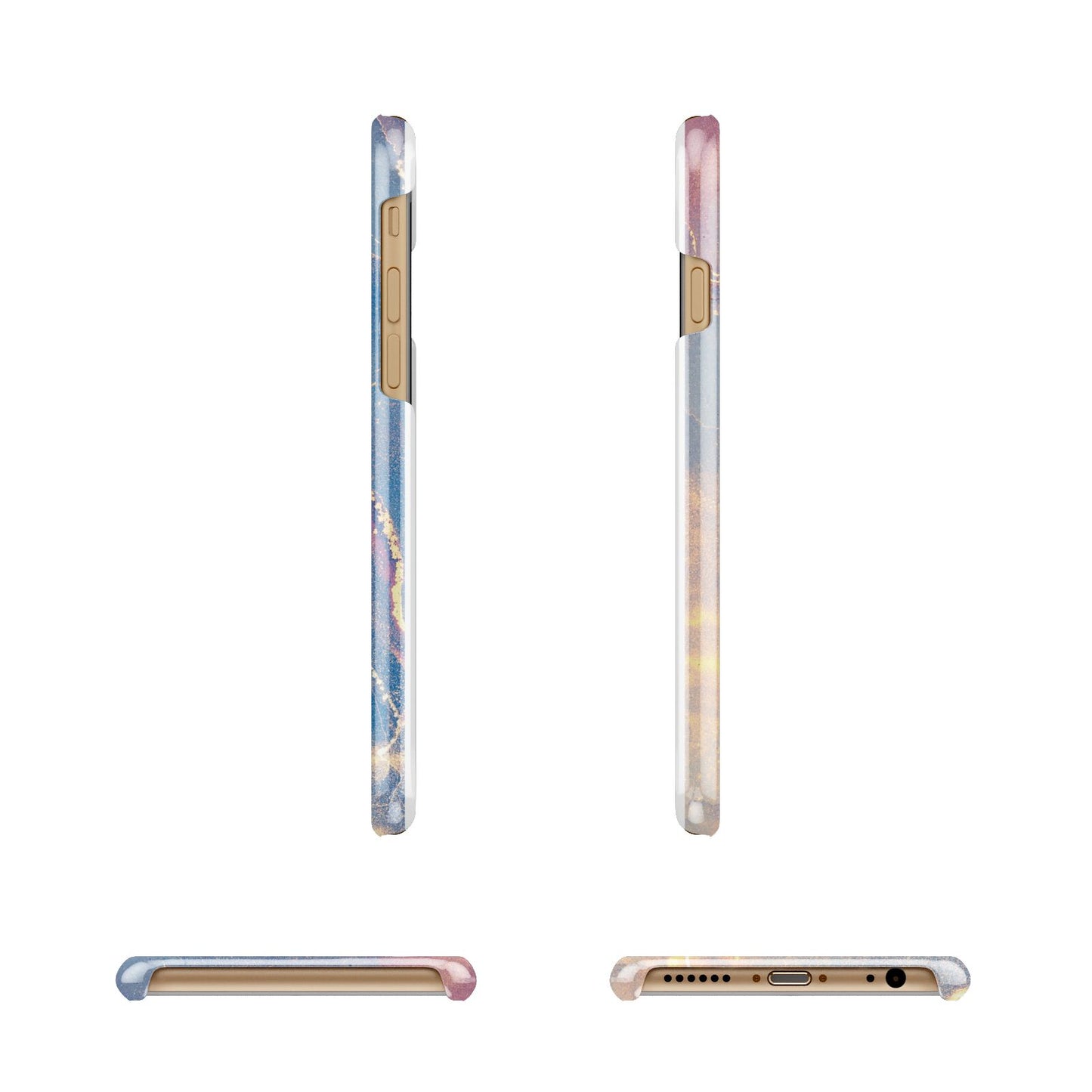 Blue and Pink Marble Apple iPhone 6 3D Wrap Snap Case Angled Images