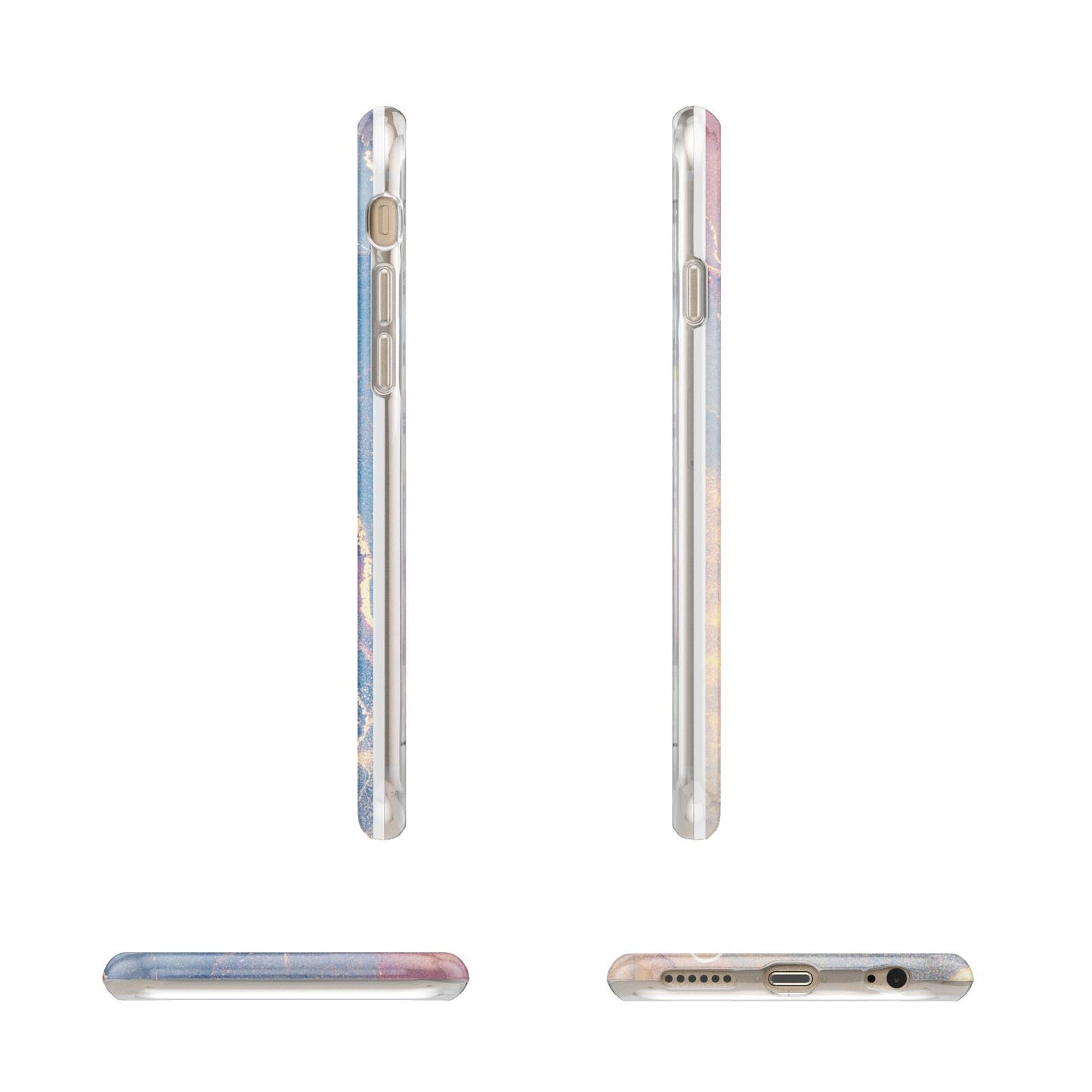 Blue and Pink Marble Apple iPhone 6 3D Wrap Tough Case Alternative Image Angles