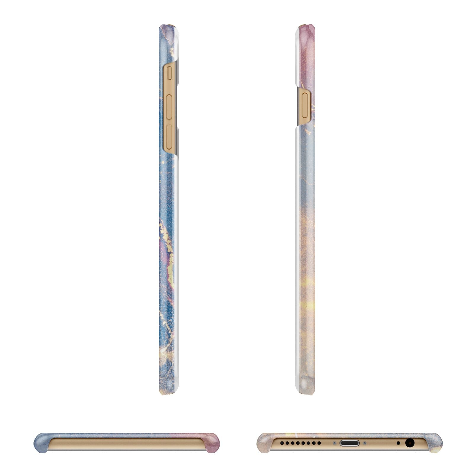 Blue and Pink Marble Apple iPhone 6 Plus 3D Wrap Snap Case Angled Images