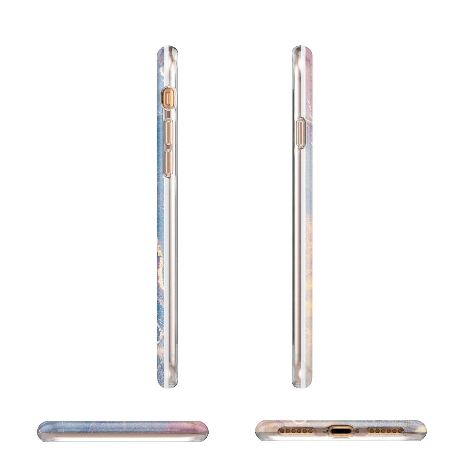 Blue and Pink Marble Apple iPhone 7 8 3D Wrap Tough Case Alternative Image Angles