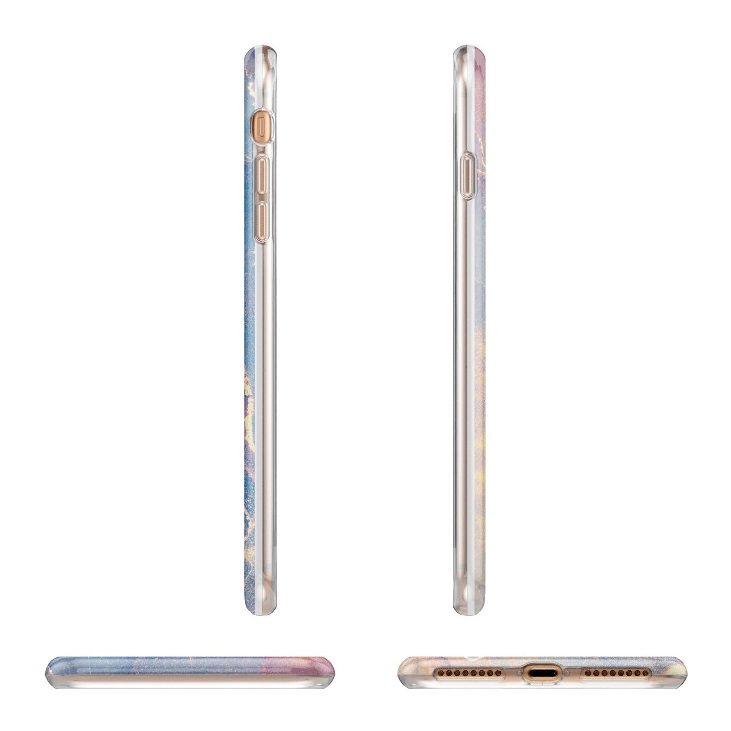 Blue and Pink Marble Apple iPhone 7 8 Plus 3D Wrap Tough Case Alternative Image Angles