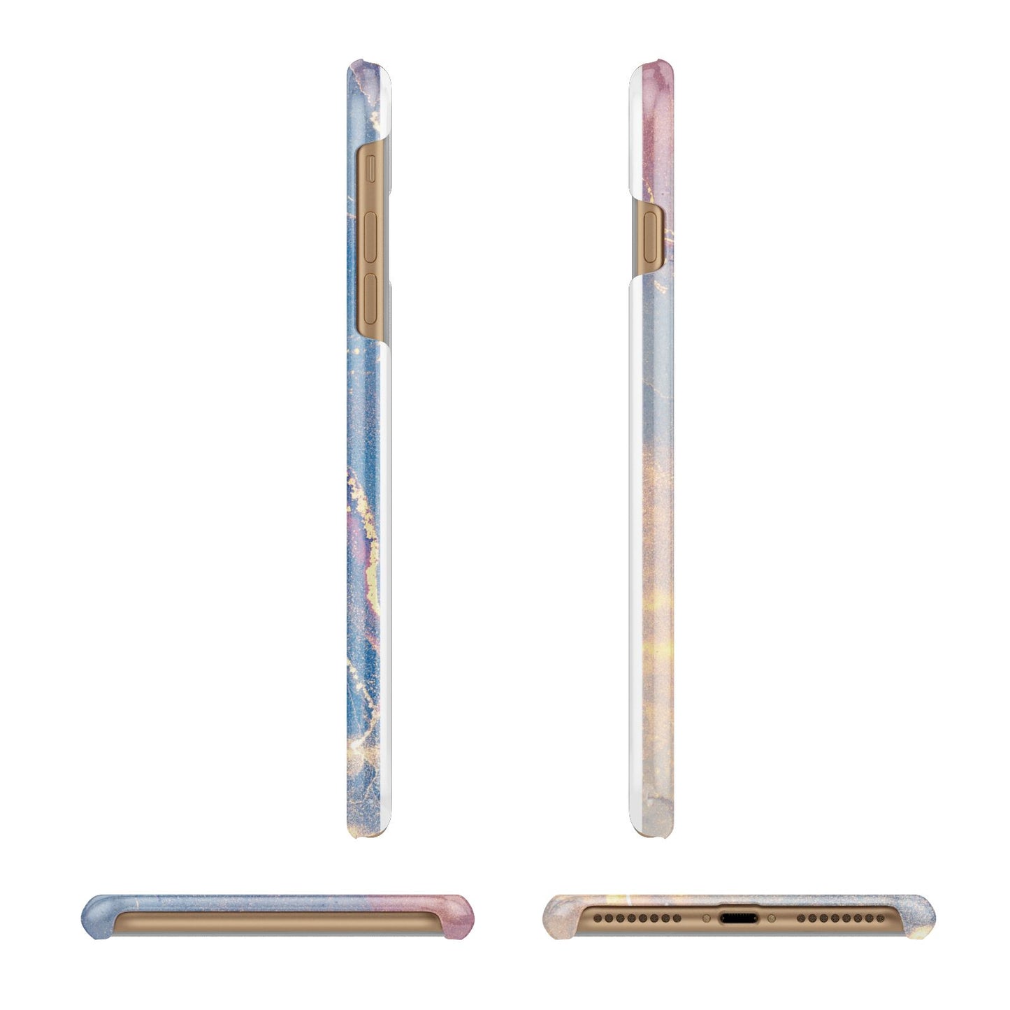 Blue and Pink Marble Apple iPhone 7 Plus 3D Wrap Snap Case Angled Images