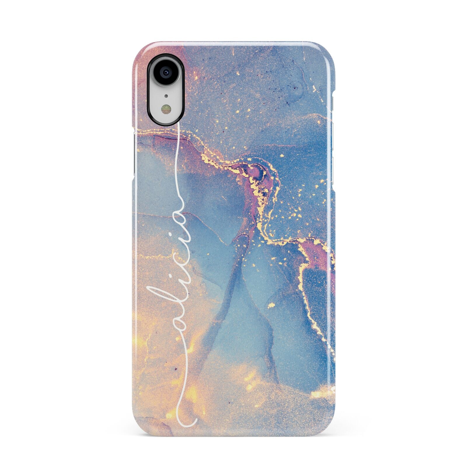 Blue and Pink Marble Apple iPhone XR White 3D Snap Case