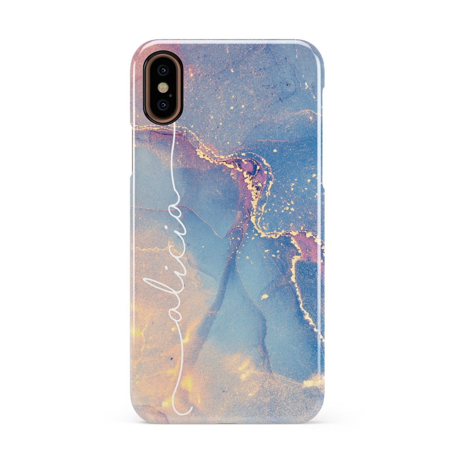 Blue and Pink Marble Apple iPhone XS 3D Snap Case