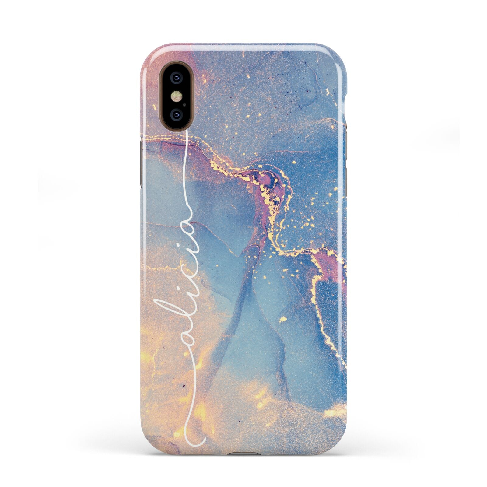 Blue and Pink Marble Apple iPhone XS 3D Tough