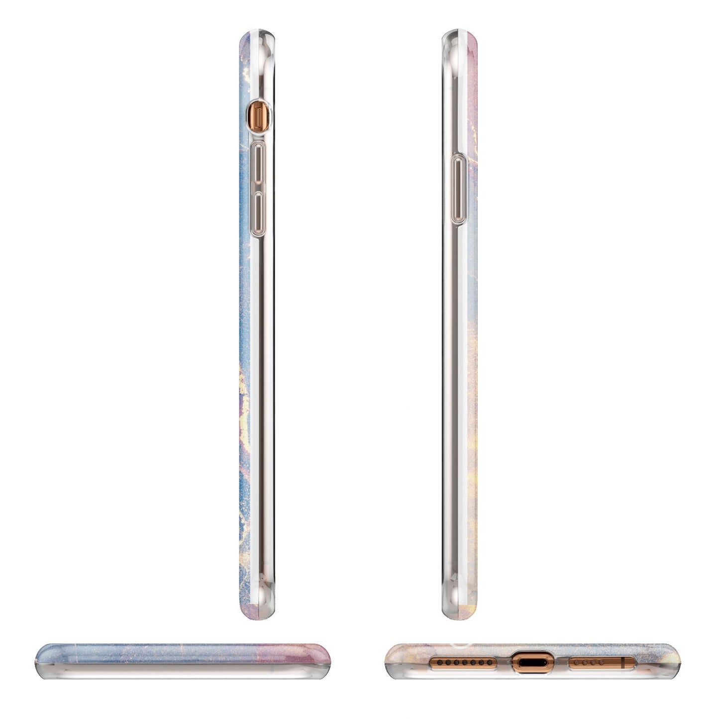 Blue and Pink Marble Apple iPhone XS Max 3D Wrap Tough Case Alternative Image Angles