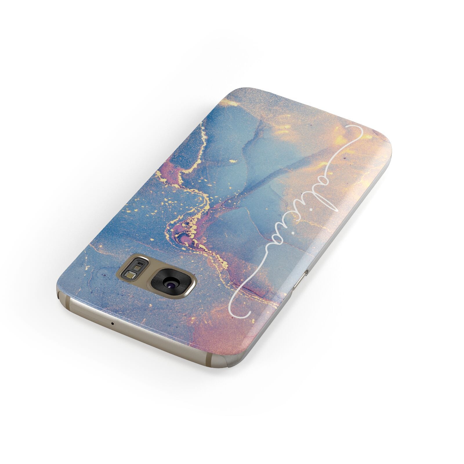 Blue and Pink Marble Samsung Galaxy Case Front Close Up