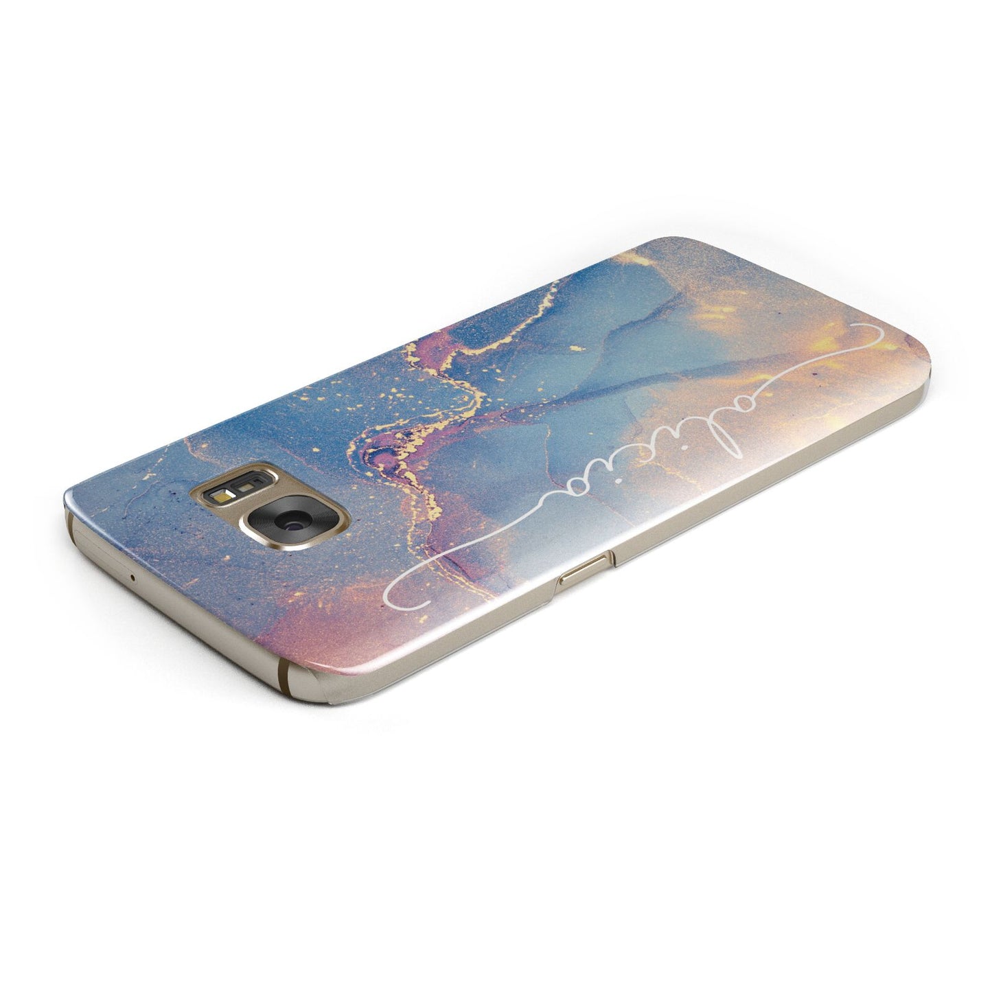 Blue and Pink Marble Samsung Galaxy Case Top Cutout