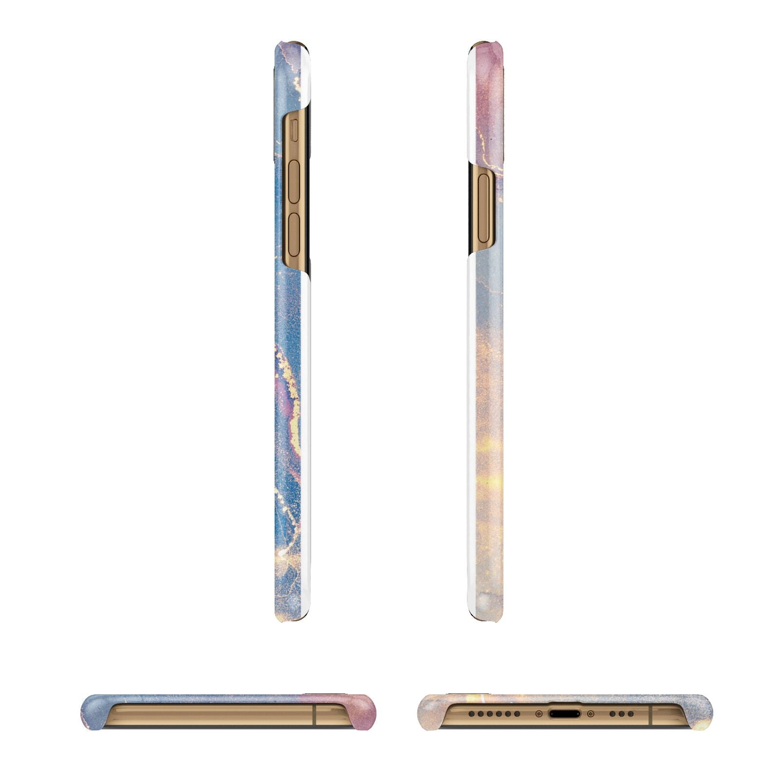 Blue and Pink Marble iPhone 11 3D Snap Case Angle Images