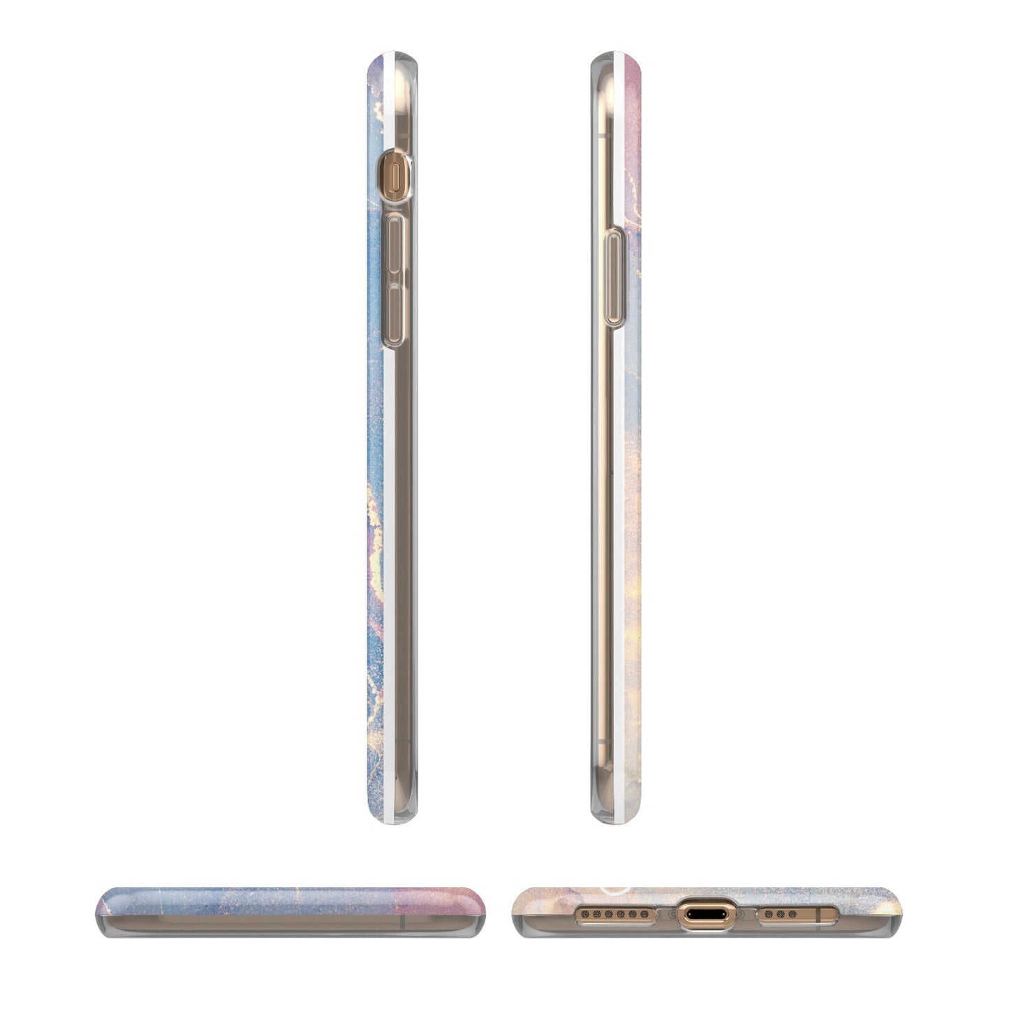 Blue and Pink Marble iPhone 11 3D Tough Case Angle Images