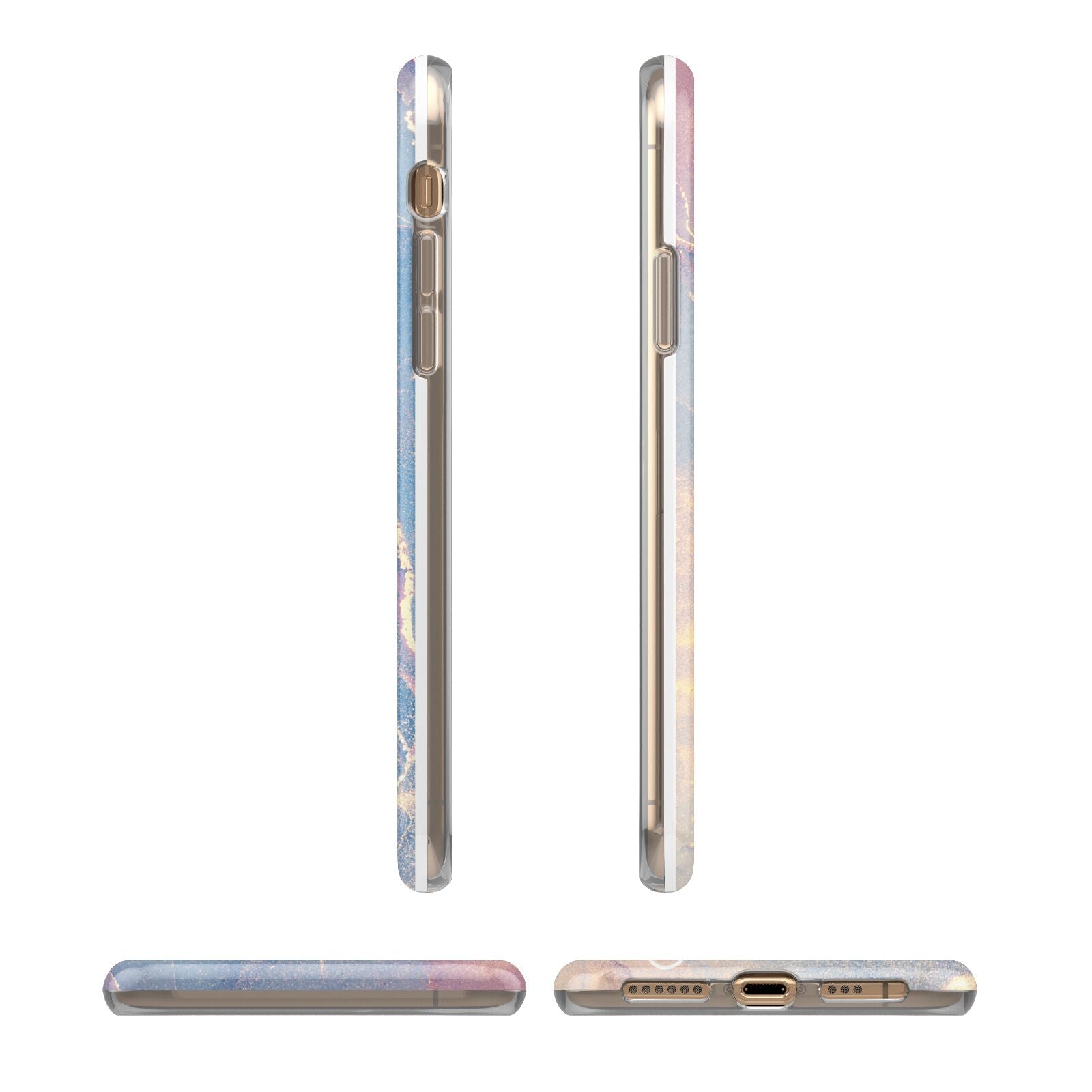 Blue and Pink Marble iPhone 11 3D Tough Case Angle Images