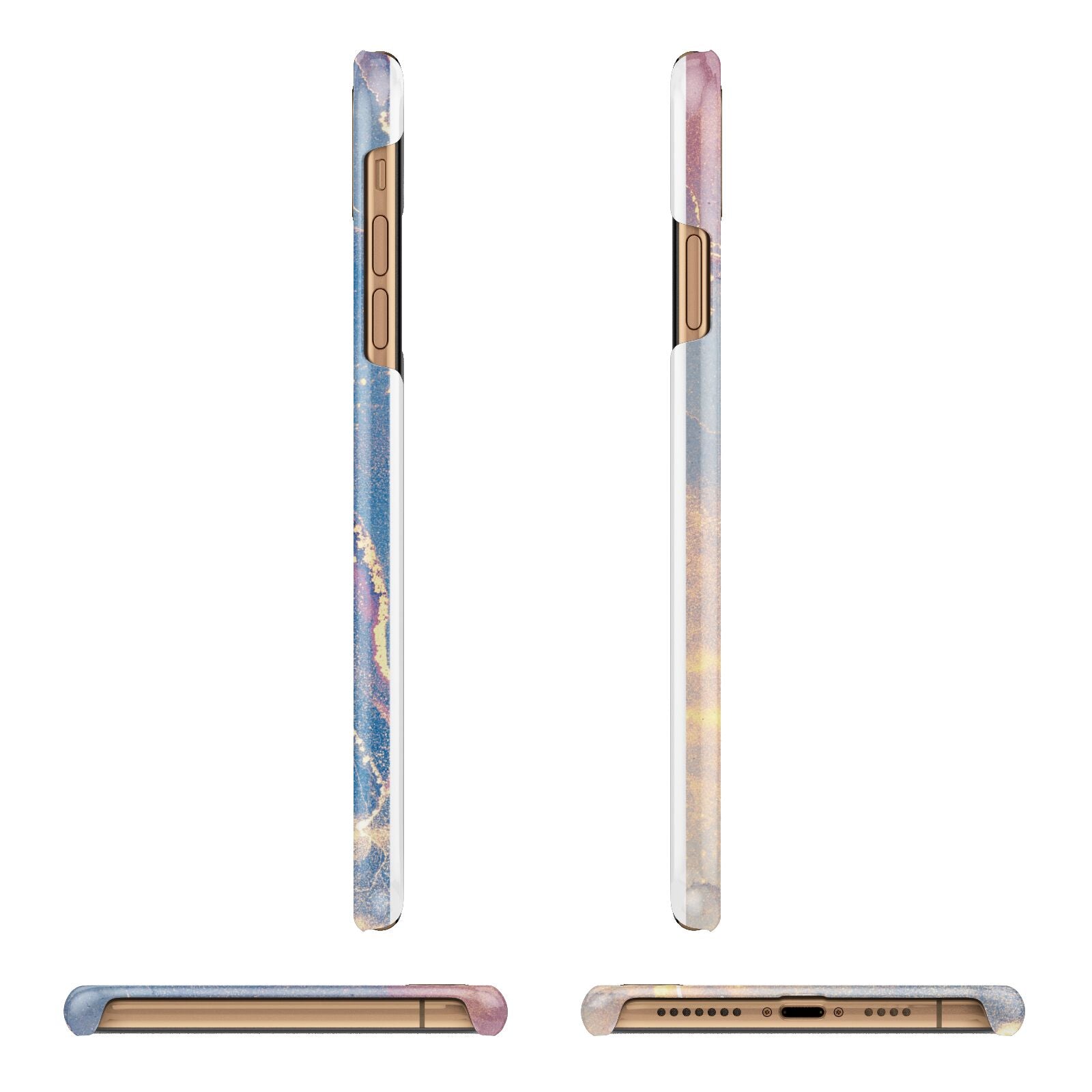 Blue and Pink Marble iPhone 11 Pro Max 3D Snap Case Angle Images