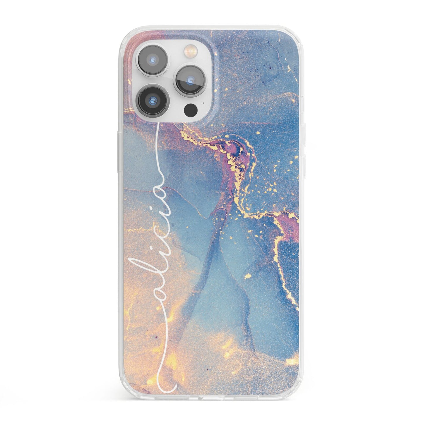 Blue and Pink Marble iPhone 13 Pro Max Clear Bumper Case