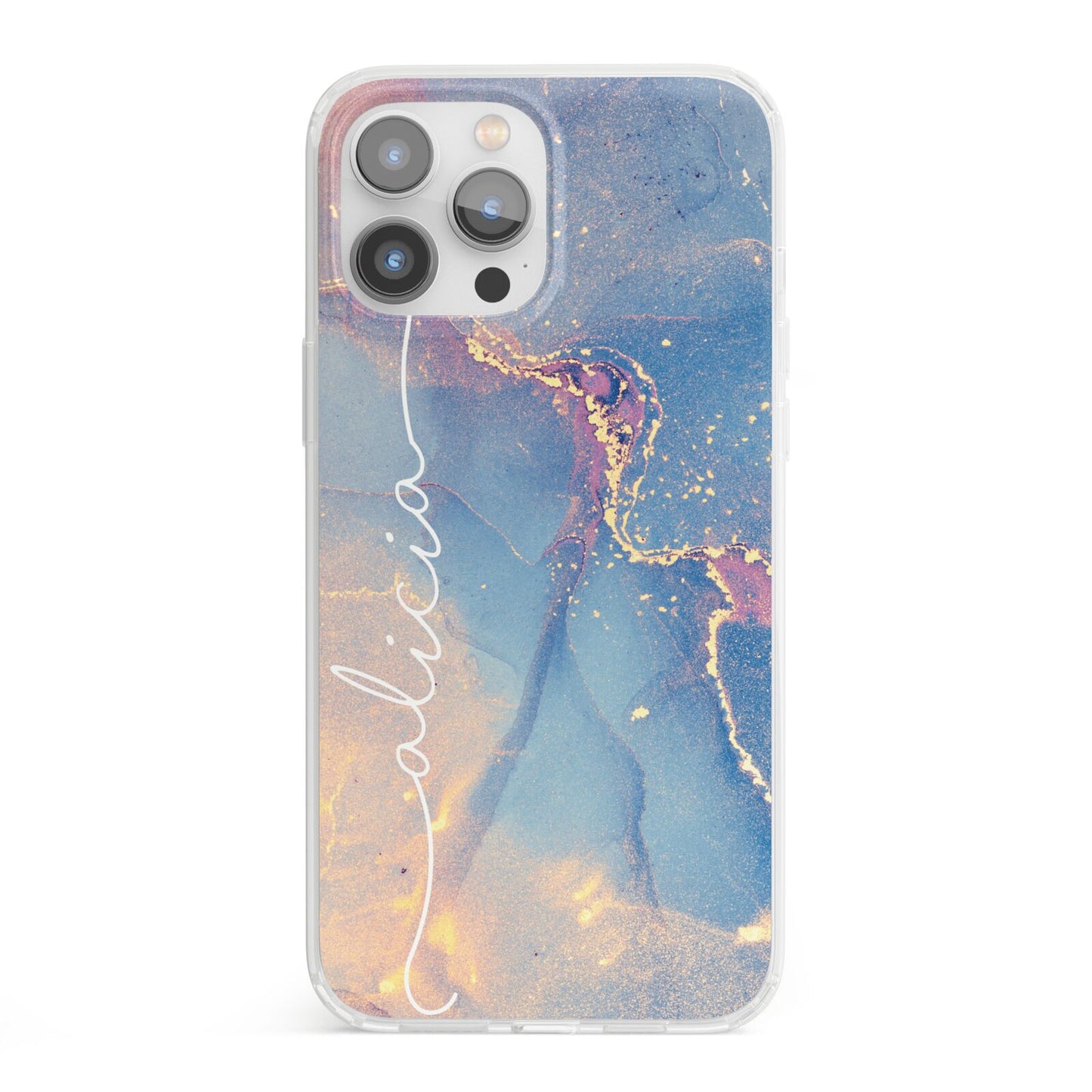 Blue and Pink Marble iPhone 13 Pro Max Clear Bumper Case