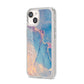 Blue and Pink Marble iPhone 14 Clear Tough Case Starlight Angled Image