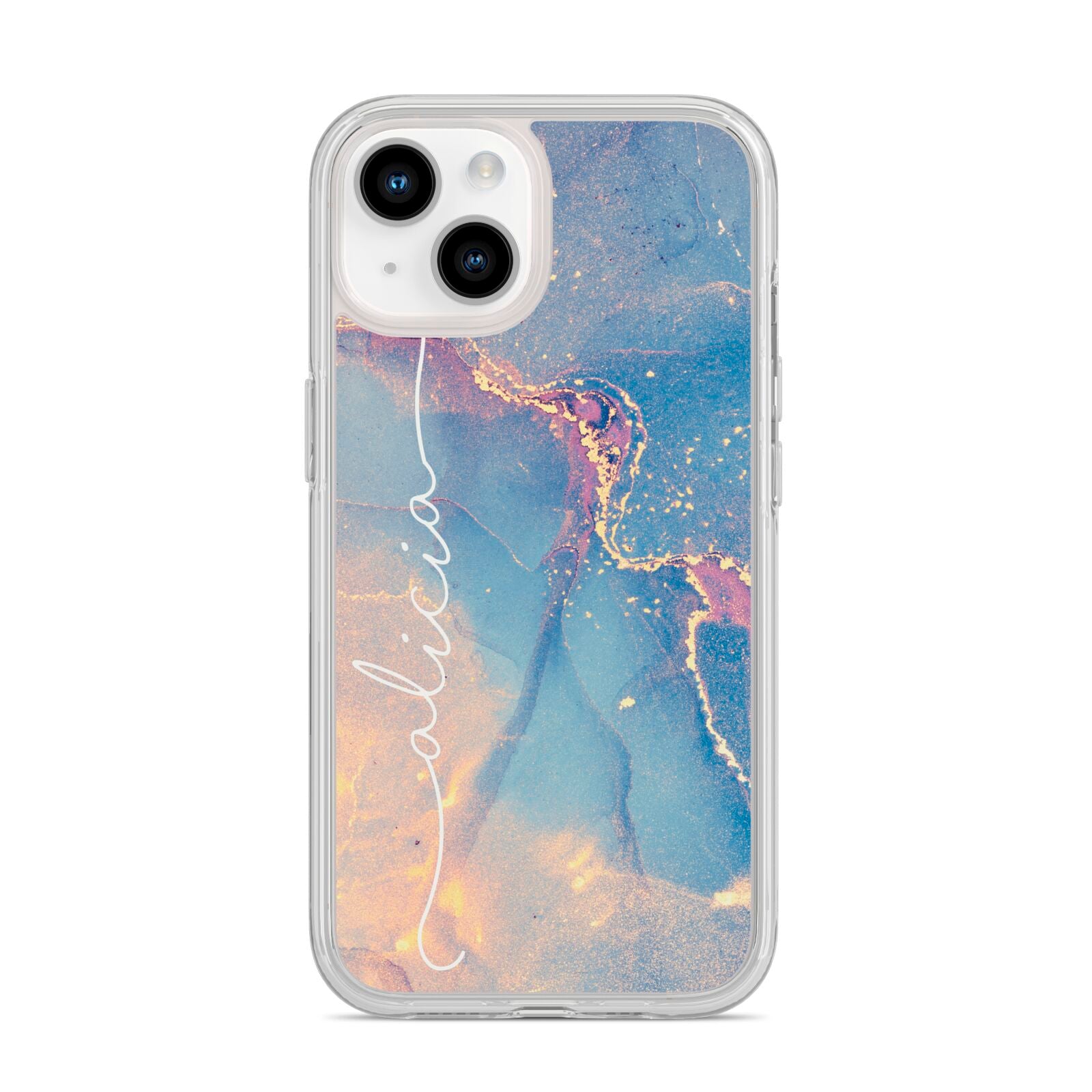 Blue and Pink Marble iPhone 14 Clear Tough Case Starlight