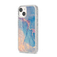 Blue and Pink Marble iPhone 14 Glitter Tough Case Starlight Angled Image