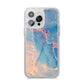 Blue and Pink Marble iPhone 14 Pro Max Glitter Tough Case Silver