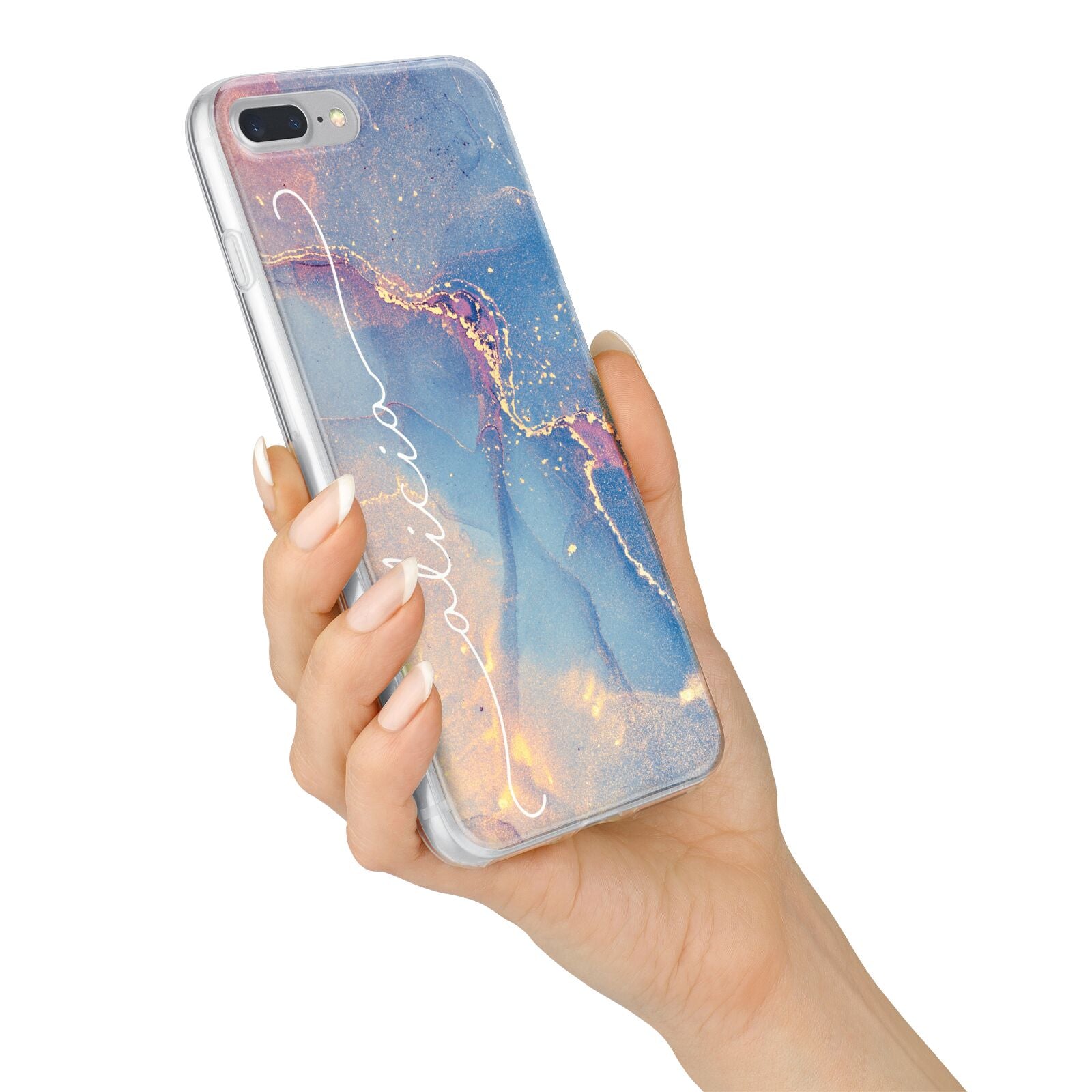 Blue and Pink Marble iPhone 7 Plus Bumper Case on Silver iPhone Alternative Image