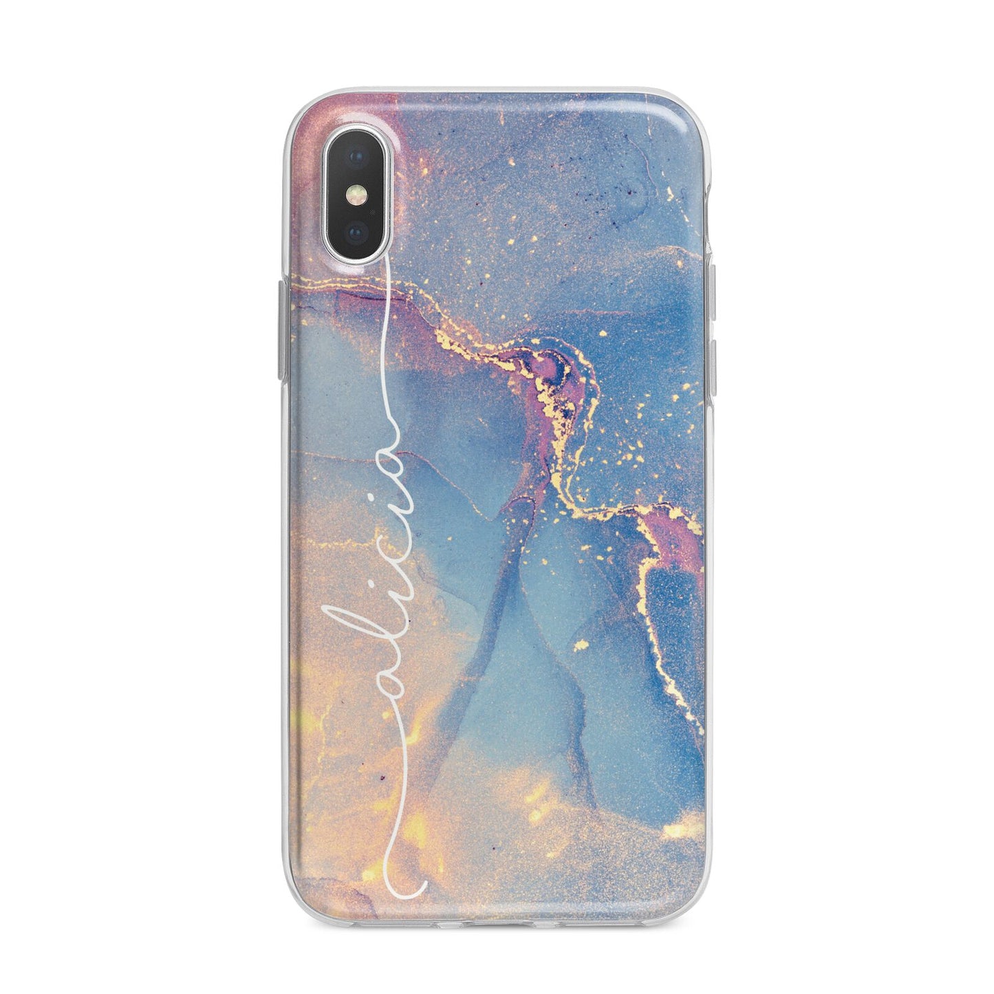 Blue and Pink Marble iPhone X Bumper Case on Silver iPhone Alternative Image 1