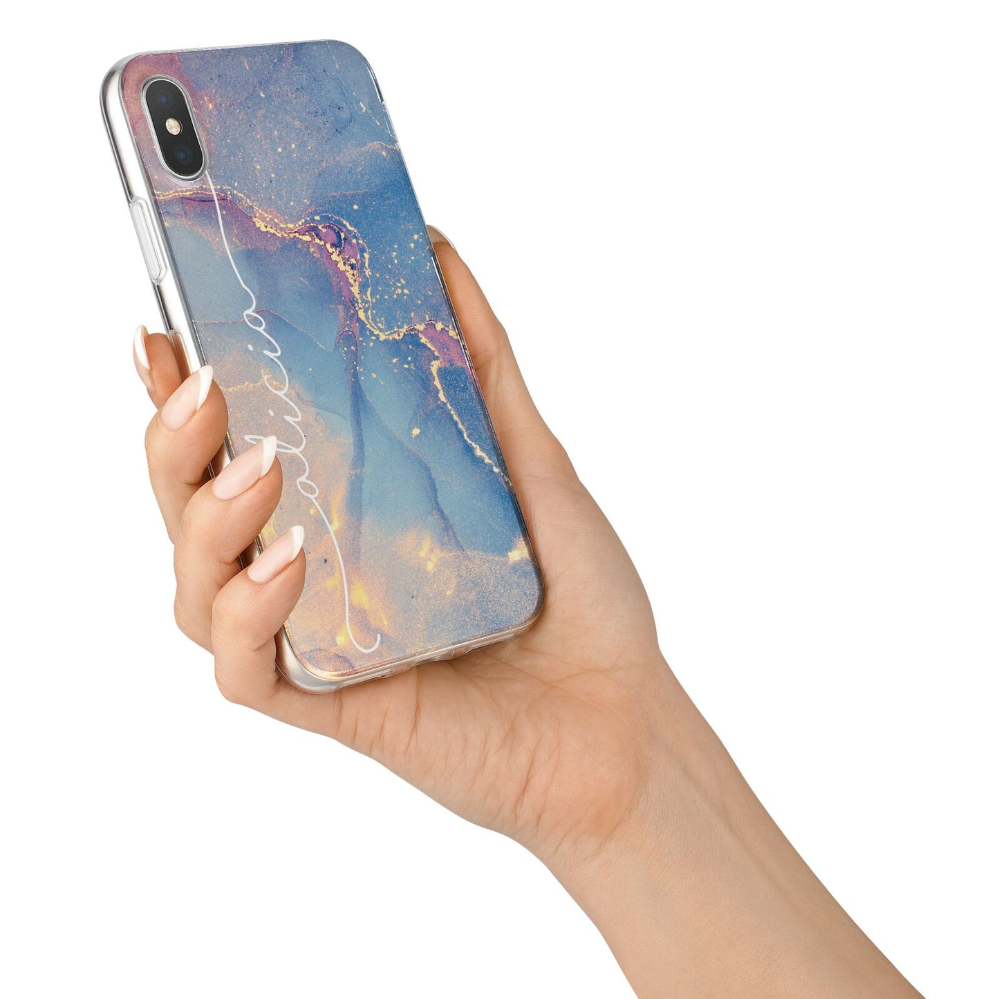 Blue and Pink Marble iPhone X Bumper Case on Silver iPhone Alternative Image 2