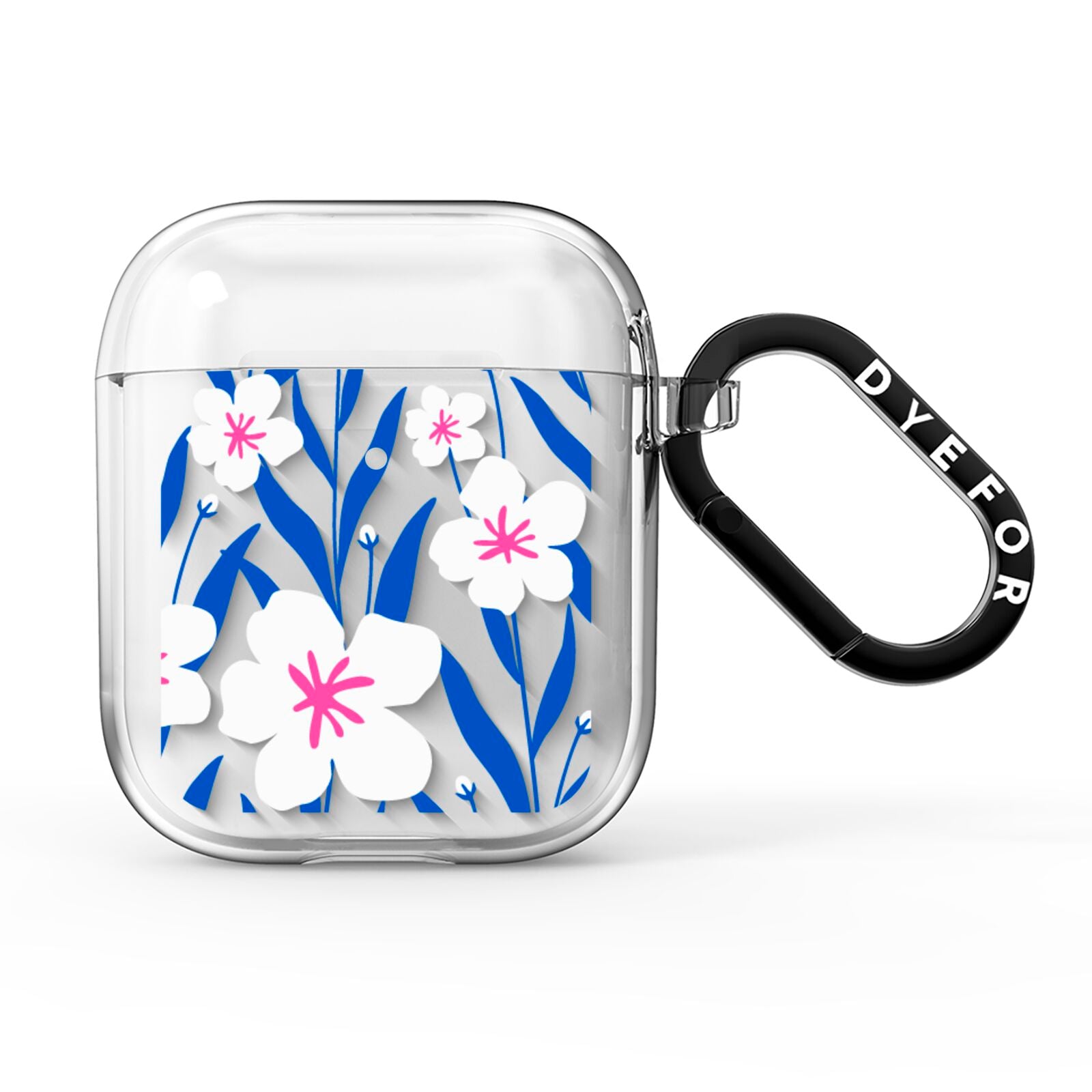 Blue and White Flowers AirPods Clear Case