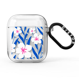 Blue and White Flowers AirPods Case
