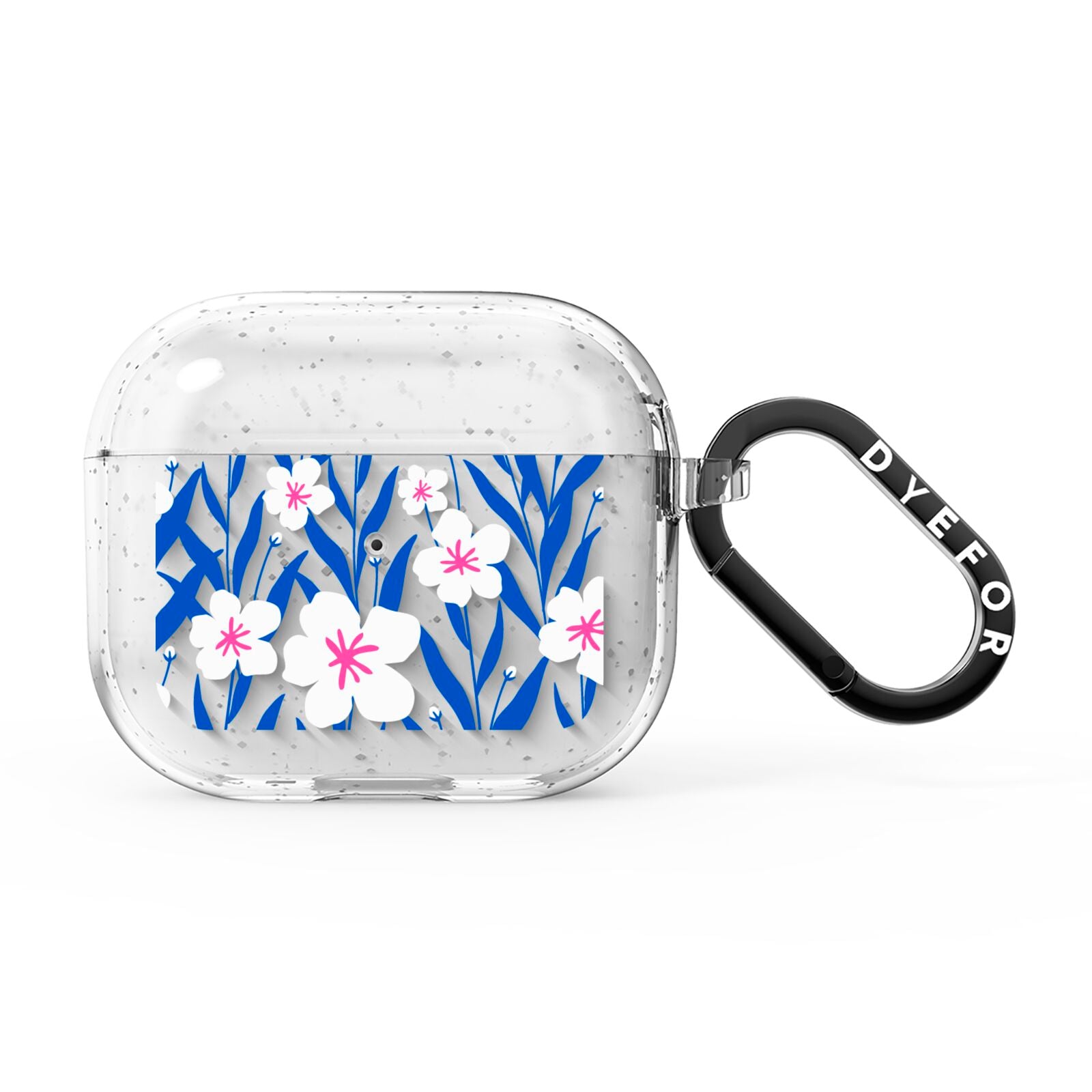Blue and White Flowers AirPods Glitter Case 3rd Gen