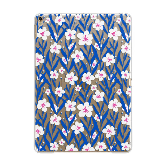 Blue and White Flowers Apple iPad Gold Case