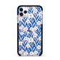 Blue and White Flowers Apple iPhone 11 Pro Max in Silver with Black Impact Case