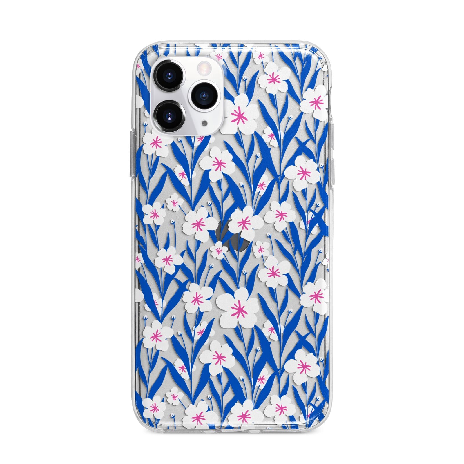 Blue and White Flowers Apple iPhone 11 Pro in Silver with Bumper Case