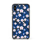 Blue and White Flowers Apple iPhone Xs Max Impact Case Black Edge on Black Phone
